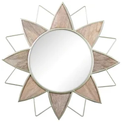 Kirkland's Home Gold Metal Wood Inlay Flower Frame Mirror- Decorative Mirrors