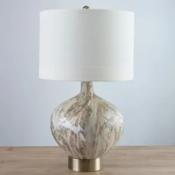 Kirkland's Home Gold Pistachio Swirl Gourd Table Lamp- Table Lamps