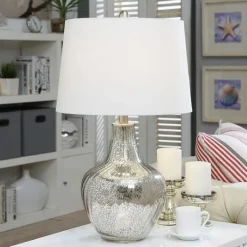 Kirkland's Home Gold Ribbed Mercury Glass Table Lamp- Table Lamps