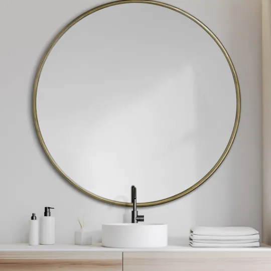 Kirkland's Home Gold Round Thin Metal Frame Wall Mirror- Decorative Mirrors