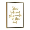 Kirkland's Home Gold She Believed She Could Canvas Wall Plaque- Wall Quotes & Signs