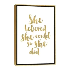 Kirkland's Home Gold She Believed She Could Canvas Wall Plaque- Wall Quotes & Signs