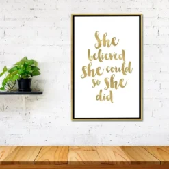 Kirkland's Home Gold She Believed She Could Canvas Wall Plaque- Wall Quotes & Signs