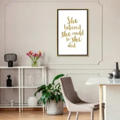 Kirkland's Home Gold She Believed She Could Canvas Wall Plaque- Wall Quotes & Signs
