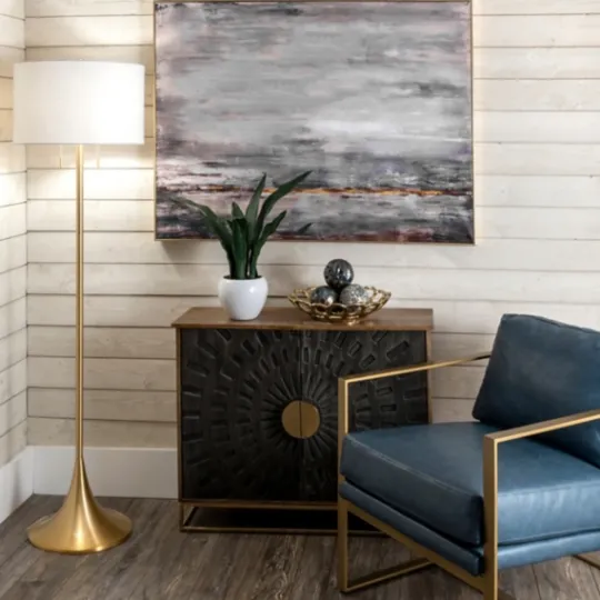 Kirkland's Home Gold Sleek Modern Floor Lamp- Floor Lamps