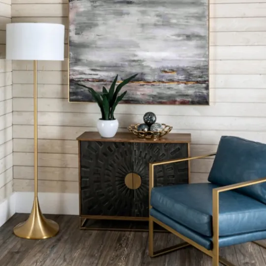 Kirkland's Home Gold Sleek Modern Floor Lamp- Floor Lamps