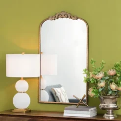 Kirkland's Home Gold Studded Scroll Arched Mirror, 42 In.- Decorative Mirrors
