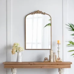 Kirkland's Home Gold Studded Scroll Arched Mirror, 36 In.- Decorative Mirrors