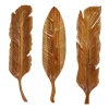 Kirkland's Home Gold Teak Carved Feather Wall Plaques, Set Of 3- Wall Plaques