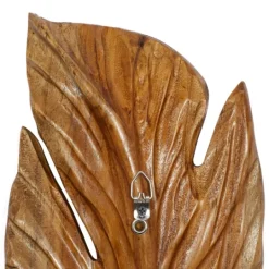 Kirkland's Home Gold Teak Carved Feather Wall Plaques, Set Of 3- Wall Plaques