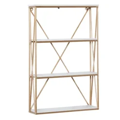 Kirkland's Home Gold X-Frame Daisy White Wood Wall Shelf- Shelves