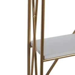 Kirkland's Home Gold X-Frame Daisy White Wood Wall Shelf- Shelves