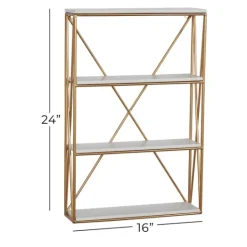 Kirkland's Home Gold X-Frame Daisy White Wood Wall Shelf- Shelves