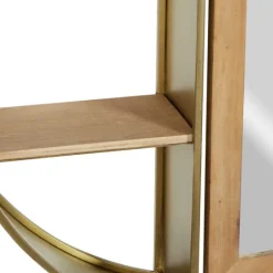 Kirkland's Home Golden Floating Shelf With Half-Moon Mirror- Shelves