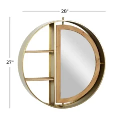Kirkland's Home Golden Floating Shelf With Half-Moon Mirror- Shelves