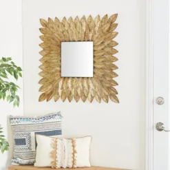 Kirkland's Home Golden Leaves Metal Framed Mirror- Framed Mirrors