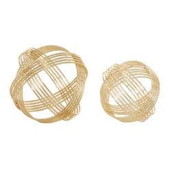 Kirkland's Home Golden Minimalist Line Orbs, Set Of 2- Bowl Filler