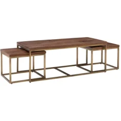 Kirkland's Home Golden Nesting 3-Pc. Coffee And Accent Table Set- Coffee Tables