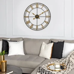 Kirkland's Home Golden Open Face Industrial Wall Clock- Clocks