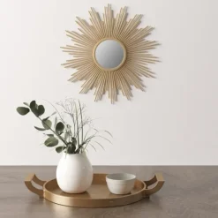 Kirkland's Home Golden Sunburst Small Decorative Wall Mirror- Decorative Mirrors