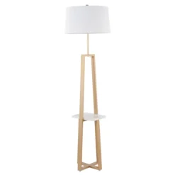 Kirkland's Home Golden Triangle Marble Shelf Floor Lamp- Floor Lamps