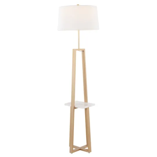 Kirkland's Home Golden Triangle Marble Shelf Floor Lamp- Floor Lamps