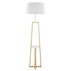 Kirkland's Home Golden Triangle Marble Shelf Floor Lamp- Floor Lamps