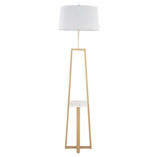 Kirkland's Home Golden Triangle Marble Shelf Floor Lamp- Floor Lamps