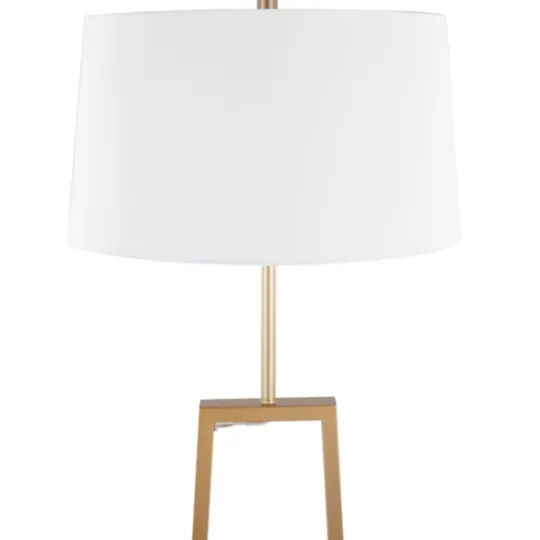 Kirkland's Home Golden Triangle Marble Shelf Floor Lamp- Floor Lamps