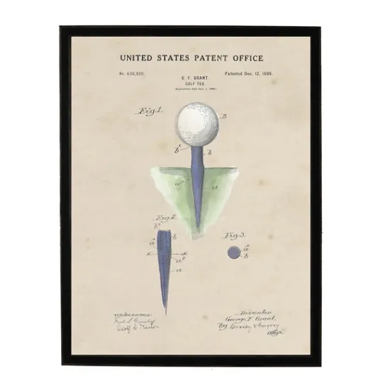 Kirkland's Home Golf Tee Patent Framed Art Print- Framed Art