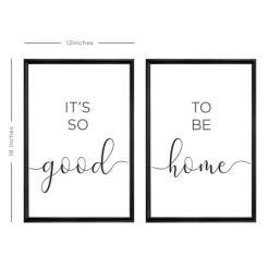 Kirkland's Home Good To Be Home Black Framed Art Prints, Set Of 2- Wall Quotes & Signs