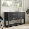 Kirkland's Home Graphite Wood Storage Buffet With Faux Marble Top- Cabinets & Sideboards