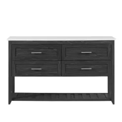 Kirkland's Home Graphite Wood Storage Buffet With Faux Marble Top- Cabinets & Sideboards