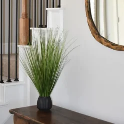 Kirkland's Home Grass Arrangement In Black Ribbed Pot- Arrangements & Greenery