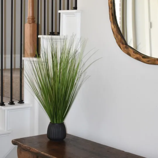 Kirkland's Home Grass Arrangement In Black Ribbed Pot- Arrangements & Greenery