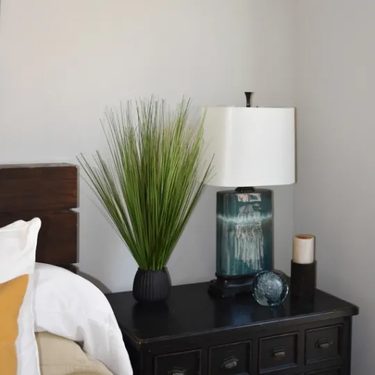 Kirkland's Home Grass Arrangement In Black Ribbed Pot- Arrangements & Greenery