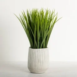 Kirkland's Home Grass Arrangement In Cement Pot- Arrangements & Greenery