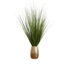 Kirkland's Home Grass Arrangement In Crackled Gold Pot- Arrangements & Greenery