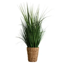 Kirkland's Home Grass Arrangement In Natural Woven Basket- Arrangements & Greenery