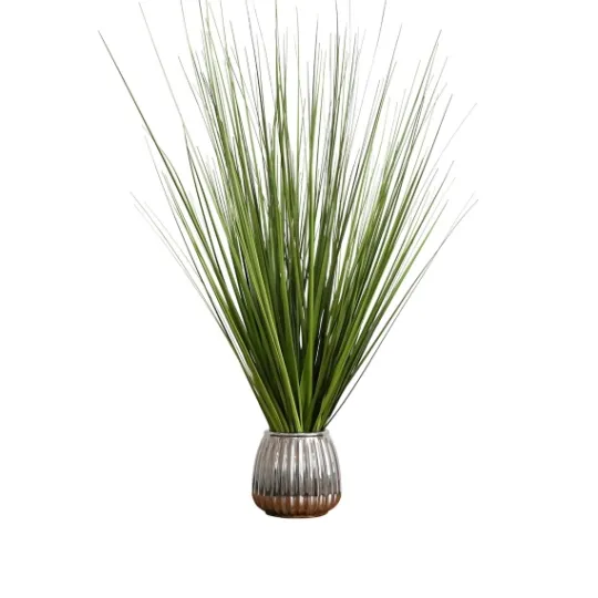 Kirkland's Home Grass Arrangement In Silver Ribbed Pot- Arrangements & Greenery