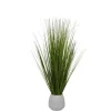 Kirkland's Home Grass Arrangement In White Ribbed Pot- Arrangements & Greenery