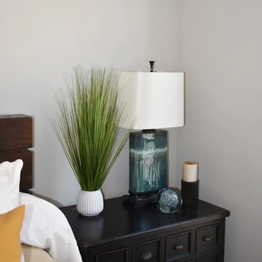 Kirkland's Home Grass Arrangement In White Ribbed Pot- Arrangements & Greenery