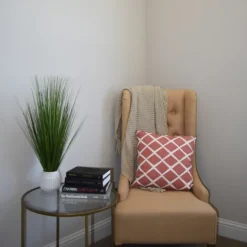 Kirkland's Home Grass Arrangement In White Ribbed Pot- Arrangements & Greenery