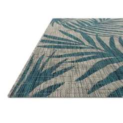 Kirkland's Home Gray And Aqua Palm Leaves Outdoor Area Rug, 5X7- Outdoor Rugs