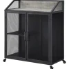 Kirkland's Home Gray And Black Mesh 2-Door Bar Cart- Kitchen Islands & Bar Carts