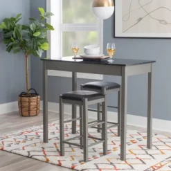 Kirkland's Home Gray And Black 3-Pc. Stool And Table Set- Dining Sets