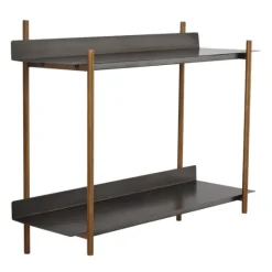 Kirkland's Home Gray And Brass Metal Wall Shelf- Shelves