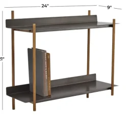 Kirkland's Home Gray And Brass Metal Wall Shelf- Shelves