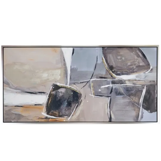 Kirkland's Home Gray And Brown Abstract Stones Framed Wall Art- Framed Art