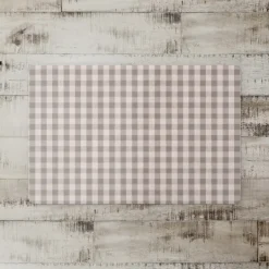Kirkland's Home Gray And Cream Plaid Kitchen Mat- Kitchen & Floor Mats